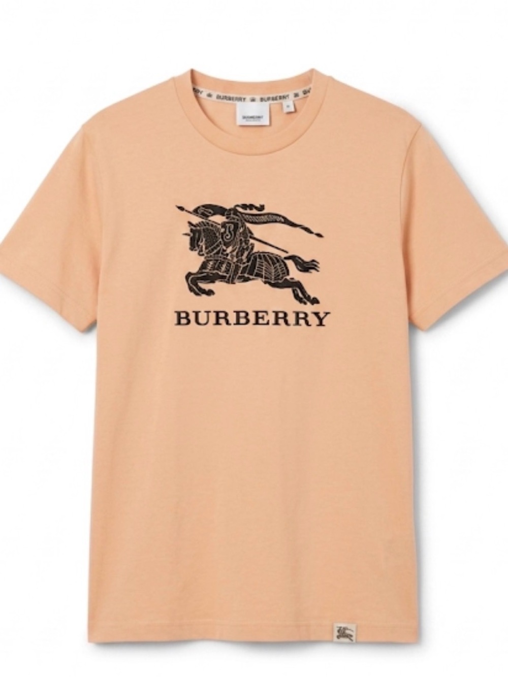 Burberry Girls Logo Graphic Tee - Orange & Black Cotton Crew Neck - Size S